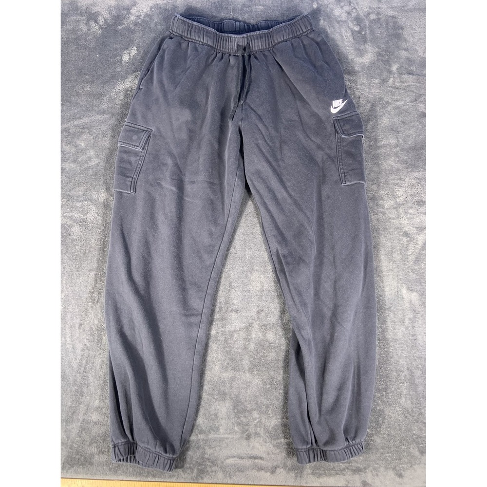 Nike Sportswear Club Fleece Cargo Jogger Pants Men's Size M Black Cotton Blend